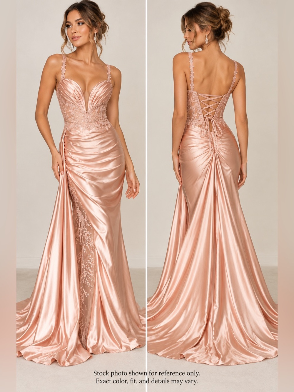 Juliets Formal Rose Gold Satin Corset Lace Up Prom Gown Size 6 NWT